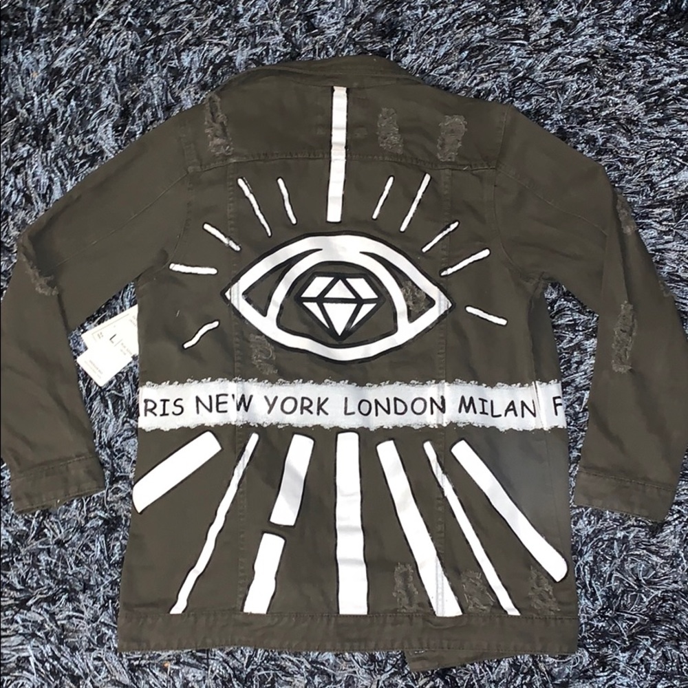 Olive Graphic Denim Jacket